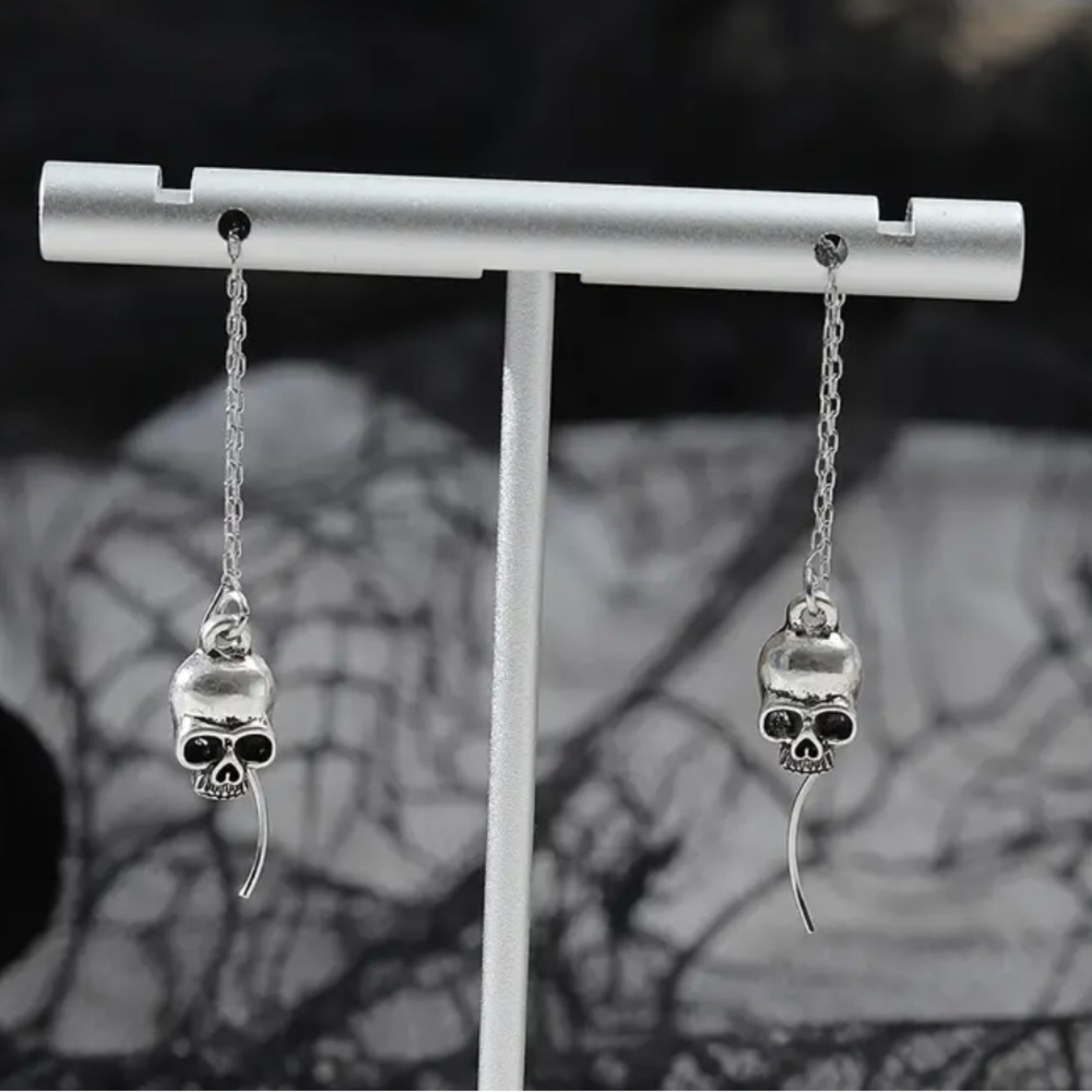New skull gothic punk dangle skeleton earrings Halloween